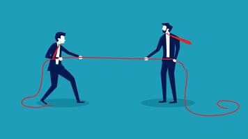 two businessmen pulling a rope together vector