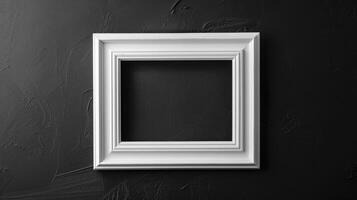 Minimalist White Picture Frame Mockup with Black Border photo