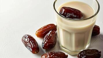 Dates and Milk in a Glass Presentation photo