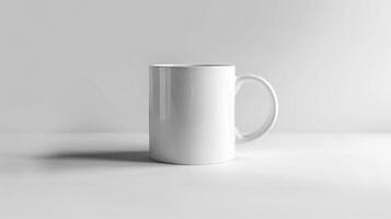 White Mug Resting on Flat Surface in Studio photo