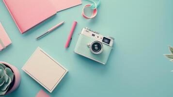 Minty Fresh Desk Top-Down Aerial Perspective photo