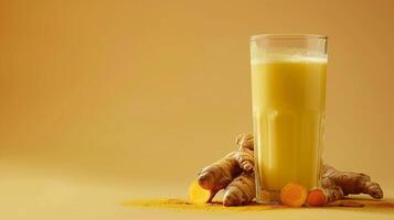 Turmeric Milk with Fresh Turmeric Display photo