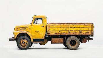 Dynamic Side View of Yellow Truck photo