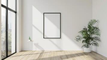 Sleek Frame Mockup on White Wall photo