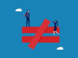 Discrimination. Two unequal businessmen or injustice vector