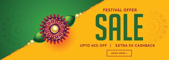 rakhsha bandhan festival sale with decorative rakhi banner vector