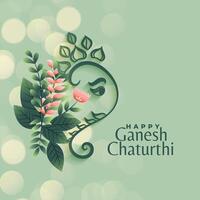 ganesh chaturthi festival greeting in flower style background vector