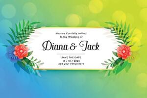 lovely wedding card with flower decoration vector