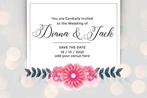 beautiful flower wedding invitation card design vector