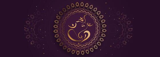 decorative lord ganesha design golden banner vector