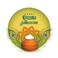 indian festival of happy janmashtami greeting design vector