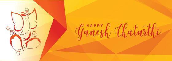 ganesh chaturthi festival yellow banner in geometric style vector