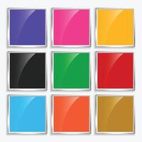 shiny glossy square buttons with metal frame vector