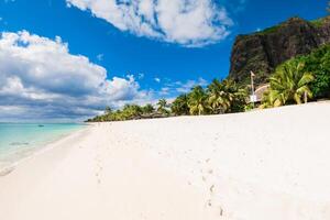 Tropical landscape - luxury beach with ocean, mountain of Mauritius island, Le Morne photo