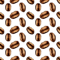 Watercolor painting pattern of roasted coffee beans isolated. Dark brown coffee beans clipart for product design. Cappuccino is an ingredient in morning coffee. Cafe design element. png