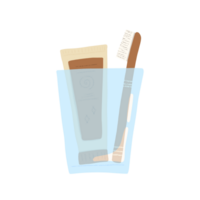 Illustrations of shampoo and toothbrush sets, hand-painted cartoons, cartoons for various printed media, cartoons for media about bathing and cleaning. png