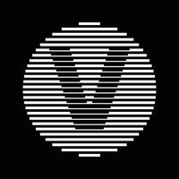 V Alphabet Letter Logo Round Circle Line Abstract Optical Illusion Stripe Halftone Symbol Icon vector