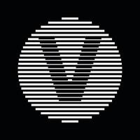 V Alphabet Letter Logo Round Circle Line Abstract Optical Illusion Stripe Halftone Symbol Icon vector