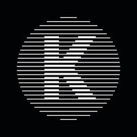 K Alphabet Letter Logo Round Circle Line Abstract Optical Illusion Stripe Halftone Symbol Icon vector