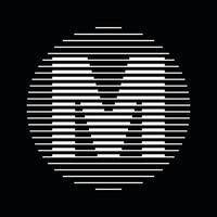 M Alphabet Letter Logo Round Circle Line Abstract Optical Illusion Stripe Halftone Symbol Icon vector