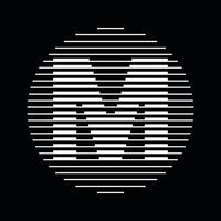 M Alphabet Letter Logo Round Circle Line Abstract Optical Illusion Stripe Halftone Symbol Icon vector