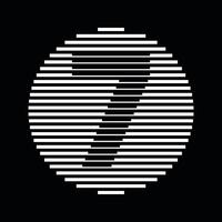 Seven Number Round Line Abstract Optical Illusion Stripe Halftone Symbol Icon vector