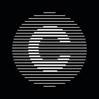 C Alphabet Letter Logo Round Circle Line Abstract Optical Illusion Stripe Halftone Symbol Icon vector