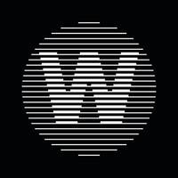 W Alphabet Letter Logo Round Circle Line Abstract Optical Illusion Stripe Halftone Symbol Icon vector