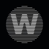 W Alphabet Letter Logo Round Circle Line Abstract Optical Illusion Stripe Halftone Symbol Icon vector