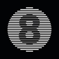 Eight Number Round Line Abstract Optical Illusion Stripe Halftone Symbol Icon vector