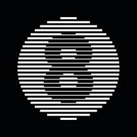 Eight Number Round Line Abstract Optical Illusion Stripe Halftone Symbol Icon vector