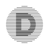 D Alphabet Letter Logo Round Circle Line Abstract Optical Illusion Stripe Halftone Symbol Icon vector