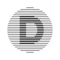 D Alphabet Letter Logo Round Circle Line Abstract Optical Illusion Stripe Halftone Symbol Icon vector