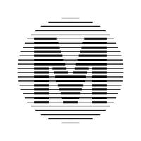 M Alphabet Letter Logo Round Circle Line Abstract Optical Illusion Stripe Halftone Symbol Icon vector