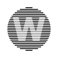 W Alphabet Letter Logo Round Circle Line Abstract Optical Illusion Stripe Halftone Symbol Icon vector
