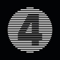 Four Number Round Line Abstract Optical Illusion Stripe Halftone Symbol Icon vector