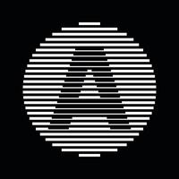 A Alphabet Letter Logo Round Circle Line Abstract Optical Illusion Stripe Halftone Symbol Icon vector