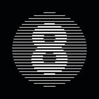 Eight Number Round Line Abstract Optical Illusion Stripe Halftone Symbol Icon vector