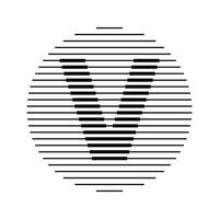 V Alphabet Letter Logo Round Circle Line Abstract Optical Illusion Stripe Halftone Symbol Icon vector