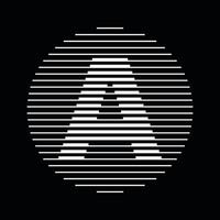 A Alphabet Letter Logo Round Circle Line Abstract Optical Illusion Stripe Halftone Symbol Icon vector