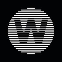 W Alphabet Letter Logo Round Circle Line Abstract Optical Illusion Stripe Halftone Symbol Icon vector