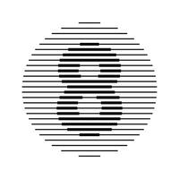 Eight Number Round Line Abstract Optical Illusion Stripe Halftone Symbol Icon vector