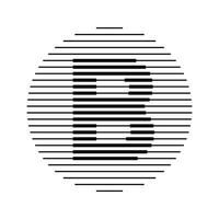 B Alphabet Letter Logo Round Circle Line Abstract Optical Illusion Stripe Halftone Symbol Icon vector