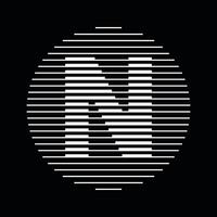 N Alphabet Letter Logo Round Circle Line Abstract Optical Illusion Stripe Halftone Symbol Icon vector