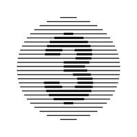 Three Number Round Line Abstract Optical Illusion Stripe Halftone Symbol Icon vector