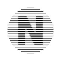 N Alphabet Letter Logo Round Circle Line Abstract Optical Illusion Stripe Halftone Symbol Icon vector