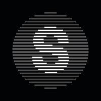 S Alphabet Letter Logo Round Circle Line Abstract Optical Illusion Stripe Halftone Symbol Icon vector