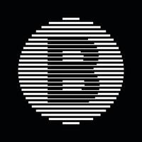 B Alphabet Letter Logo Round Circle Line Abstract Optical Illusion Stripe Halftone Symbol Icon vector