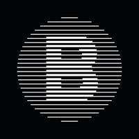 B Alphabet Letter Logo Round Circle Line Abstract Optical Illusion Stripe Halftone Symbol Icon vector