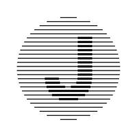 J Alphabet Letter Logo Round Circle Line Abstract Optical Illusion Stripe Halftone Symbol Icon vector